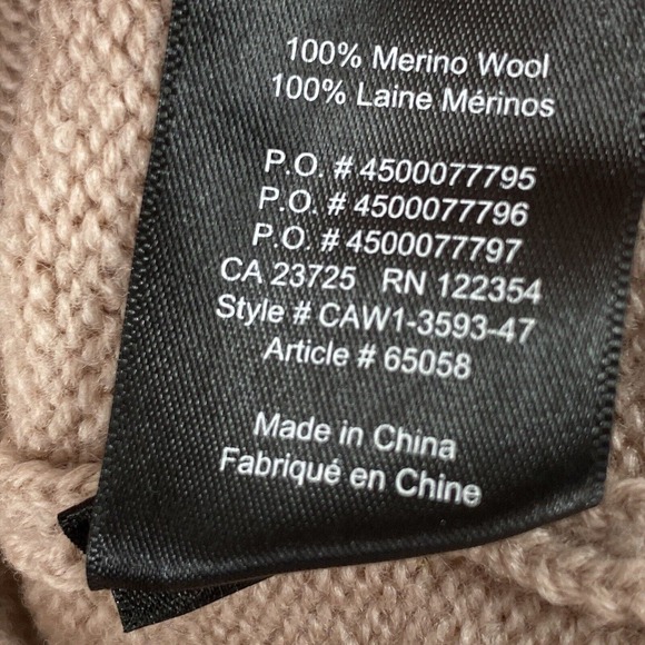 Aritzia Babaton Sweater Womens LARGE Cowl neck Cropped Beige Merino‎ Wool - Picture 12 of 15